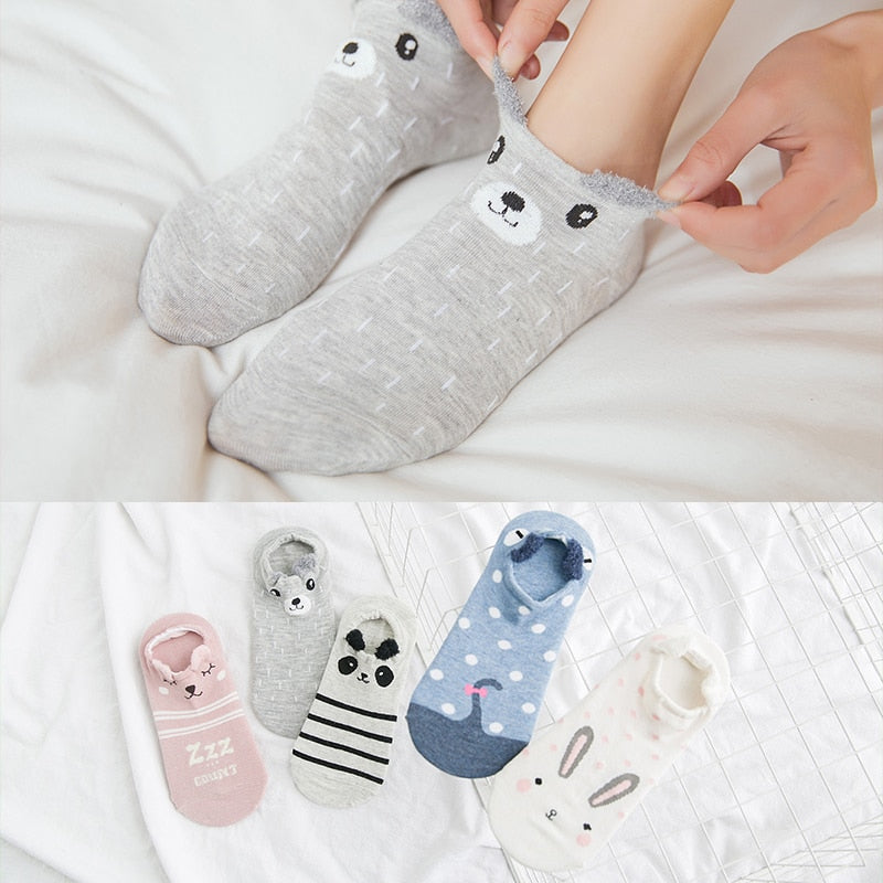 Cotton cartoon animals Socks - 5 Pairs - Little Eudora