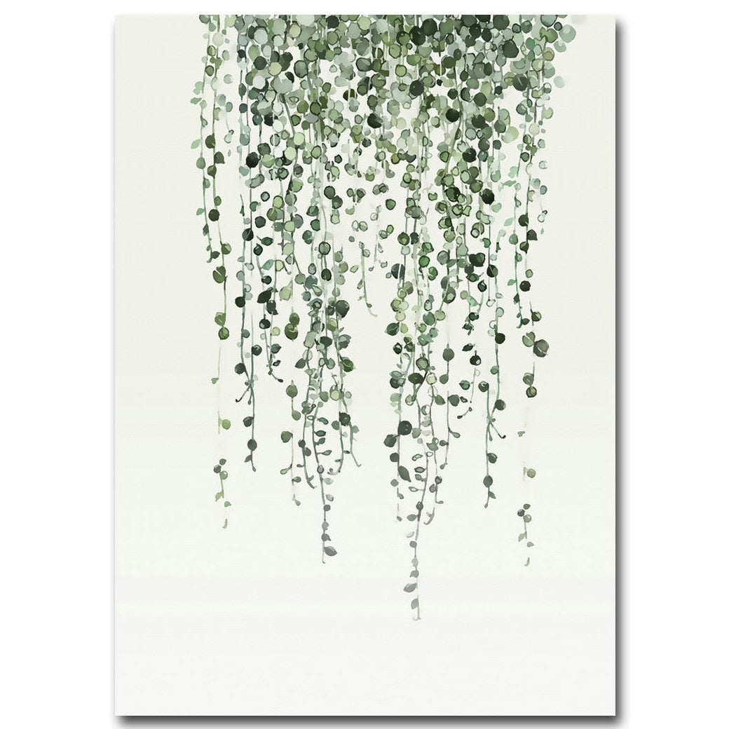 Watercolor Plant Leaves Poster Wall Art - Little Eudora