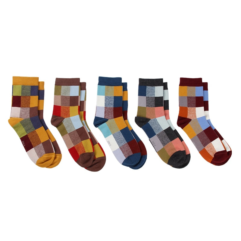 Colorful Square Happy Socks - 5 Pairs - Little Eudora