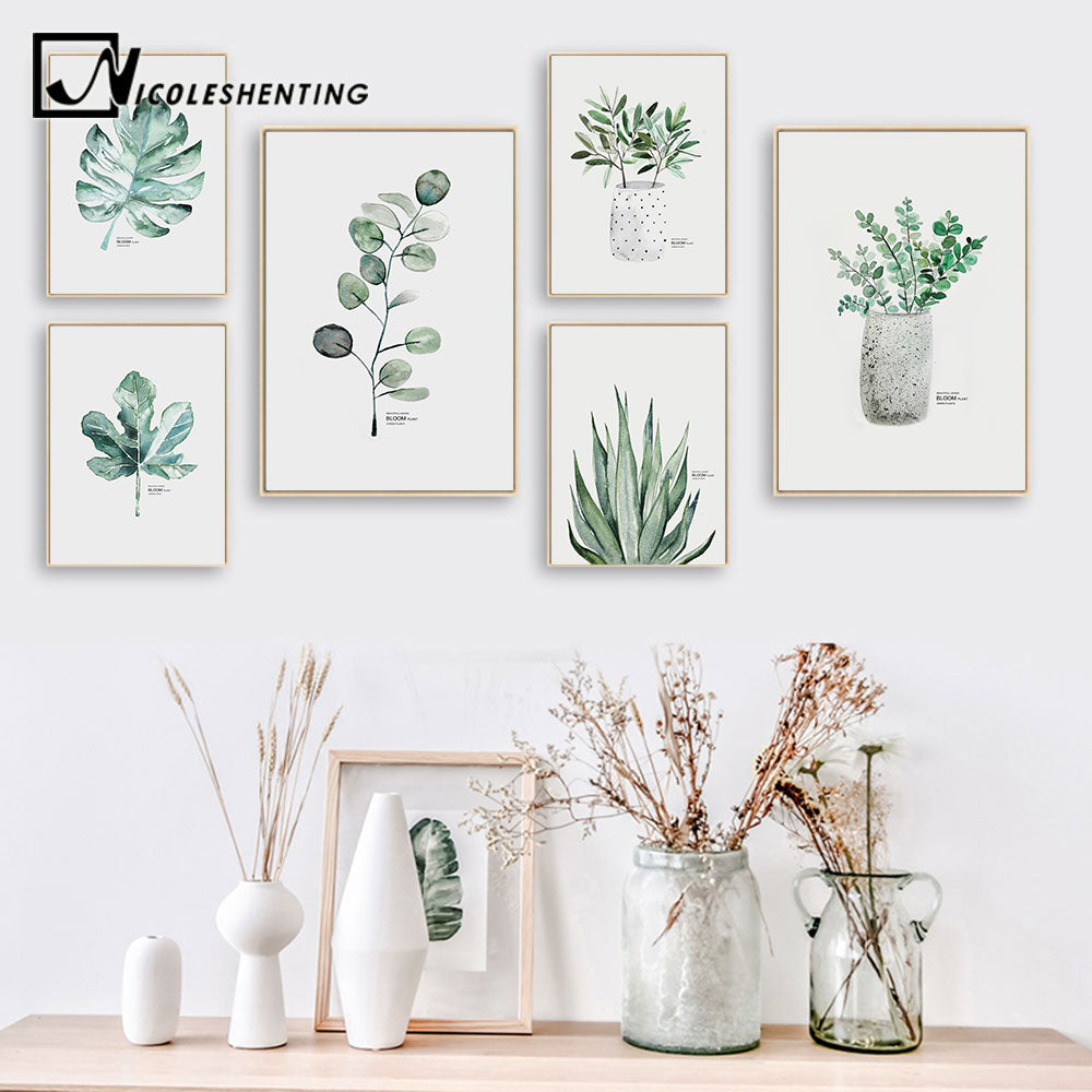 Watercolor Plants Leaf Wall Art - Little Eudora