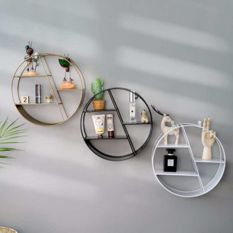 Nordic Style Metal Decorative Shelf round Hexagon - Little Eudora
