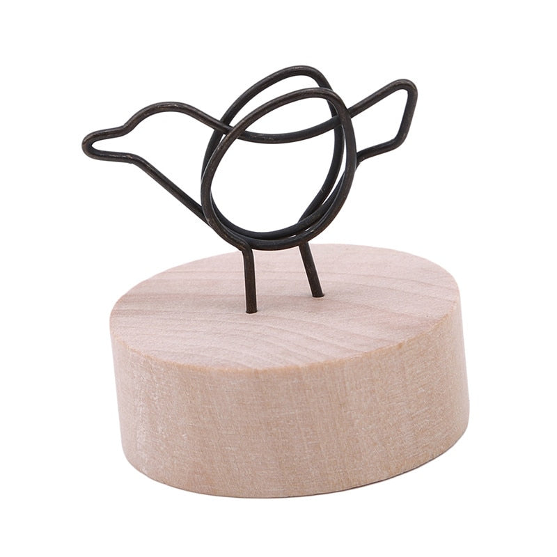 4CM Creative Round Wooden Iron Photo Clip Memo Name Card Pendant Furnishing Articles Picture Frame DIY Family Photo Decoration