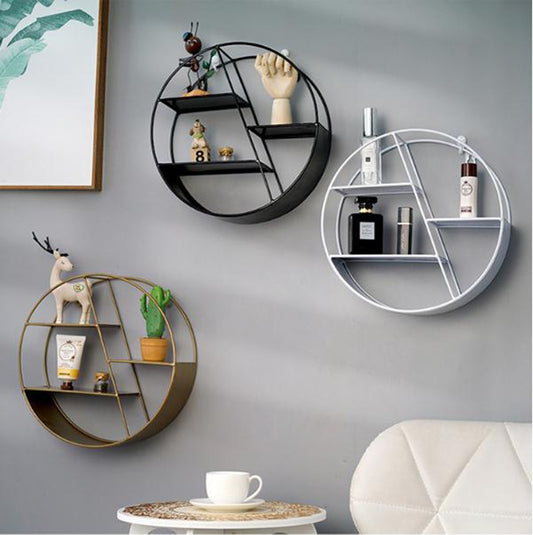 Nordic Style Metal Decorative Shelf round Hexagon - Little Eudora