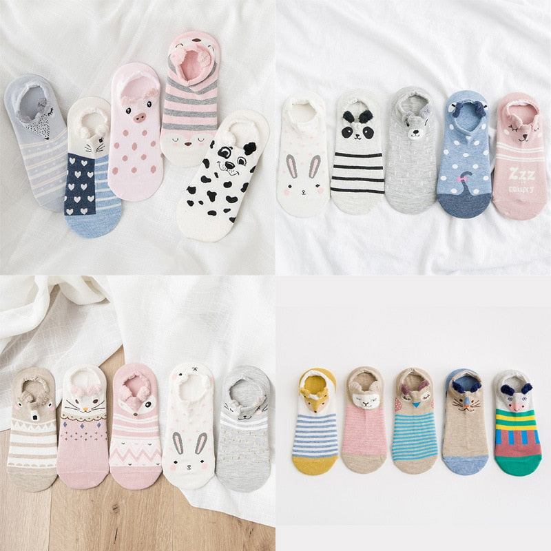 Cotton cartoon animals Socks - 5 Pairs - Little Eudora
