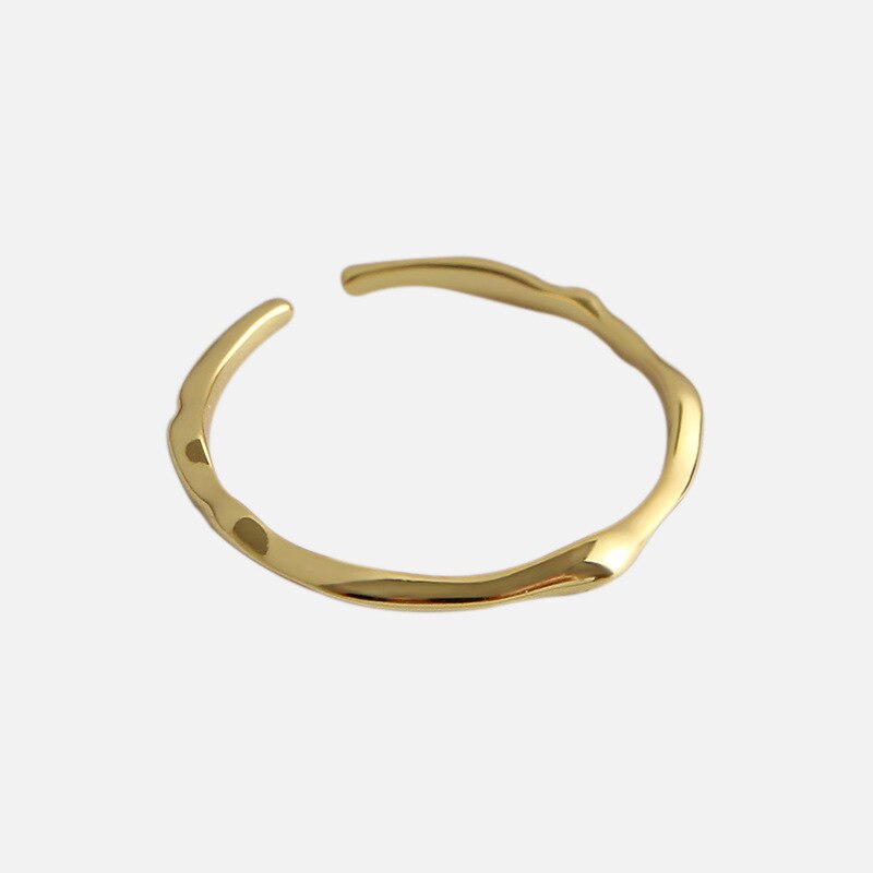 SHANICE 925 Sterling Silver Open Ring INS Cold & Cool Minimalist Face Finger Ring For Women Statement Adjustable Thin Ring