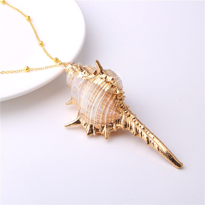 Boho Conch Shell Necklace Sea Beach Shell Chain Pendant Necklace For Women Collier Femme Shell Cowrie Summer Jewelry Bohemian