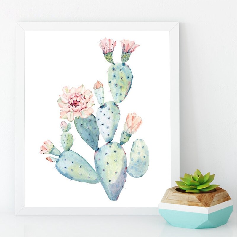 Pastel Watercolor Cactus Wall Art - Little Eudora