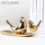 Gold Decorations Ceramic Golden Bird Figurines - Little Eudora