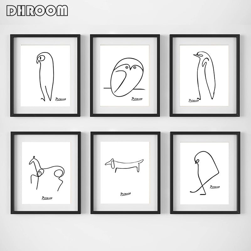 Nordic Minimalist Picasso Animals Wall Art - Little Eudora