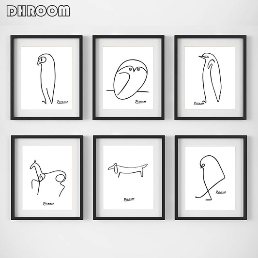 Nordic Minimalist Picasso Animals Wall Art - Little Eudora