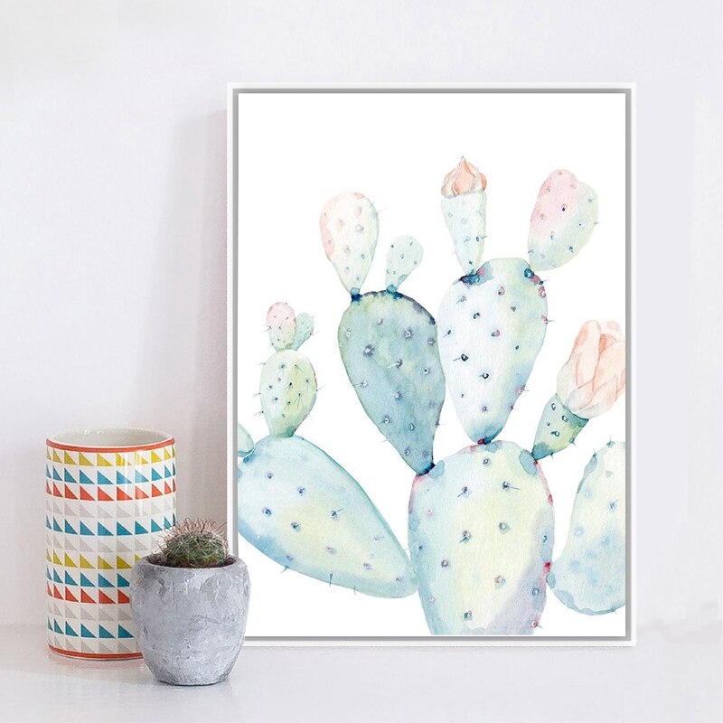 Pastel Watercolor Cactus Wall Art - Little Eudora