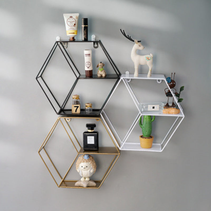 Nordic Style Metal Decorative Shelf round Hexagon - Little Eudora