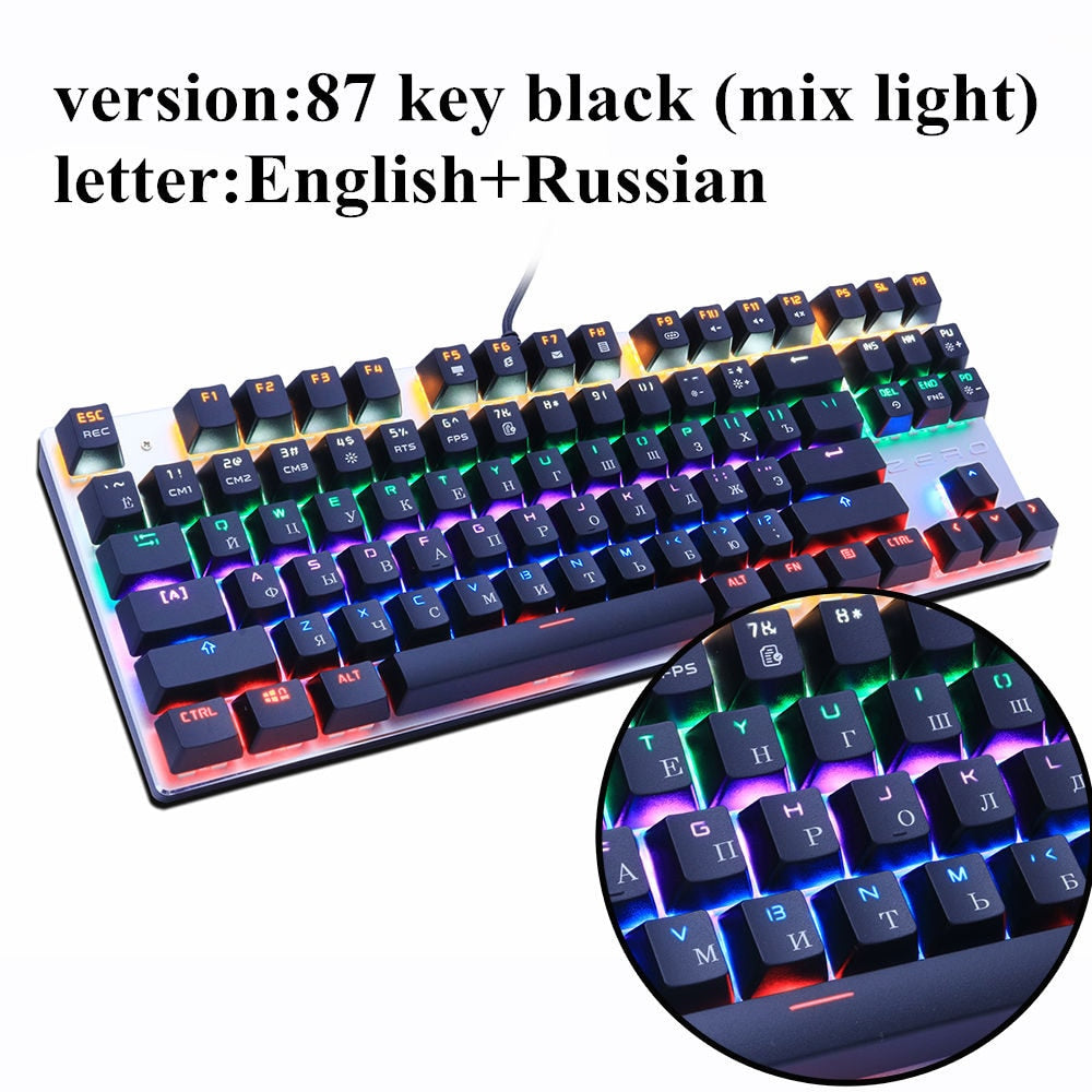 Mechanical PC Keyboard with Custom Backlight for Gaming, Work or Study