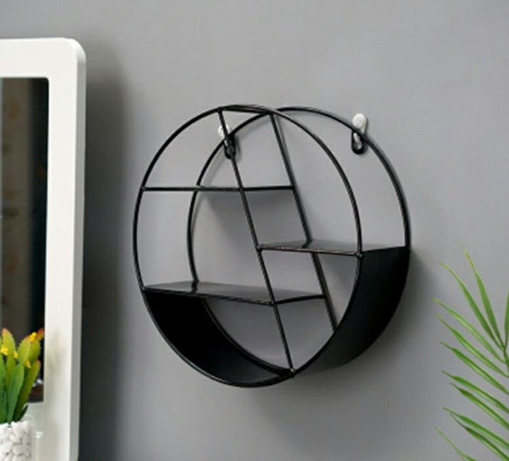 Nordic Style Metal Decorative Shelf round Hexagon - Little Eudora