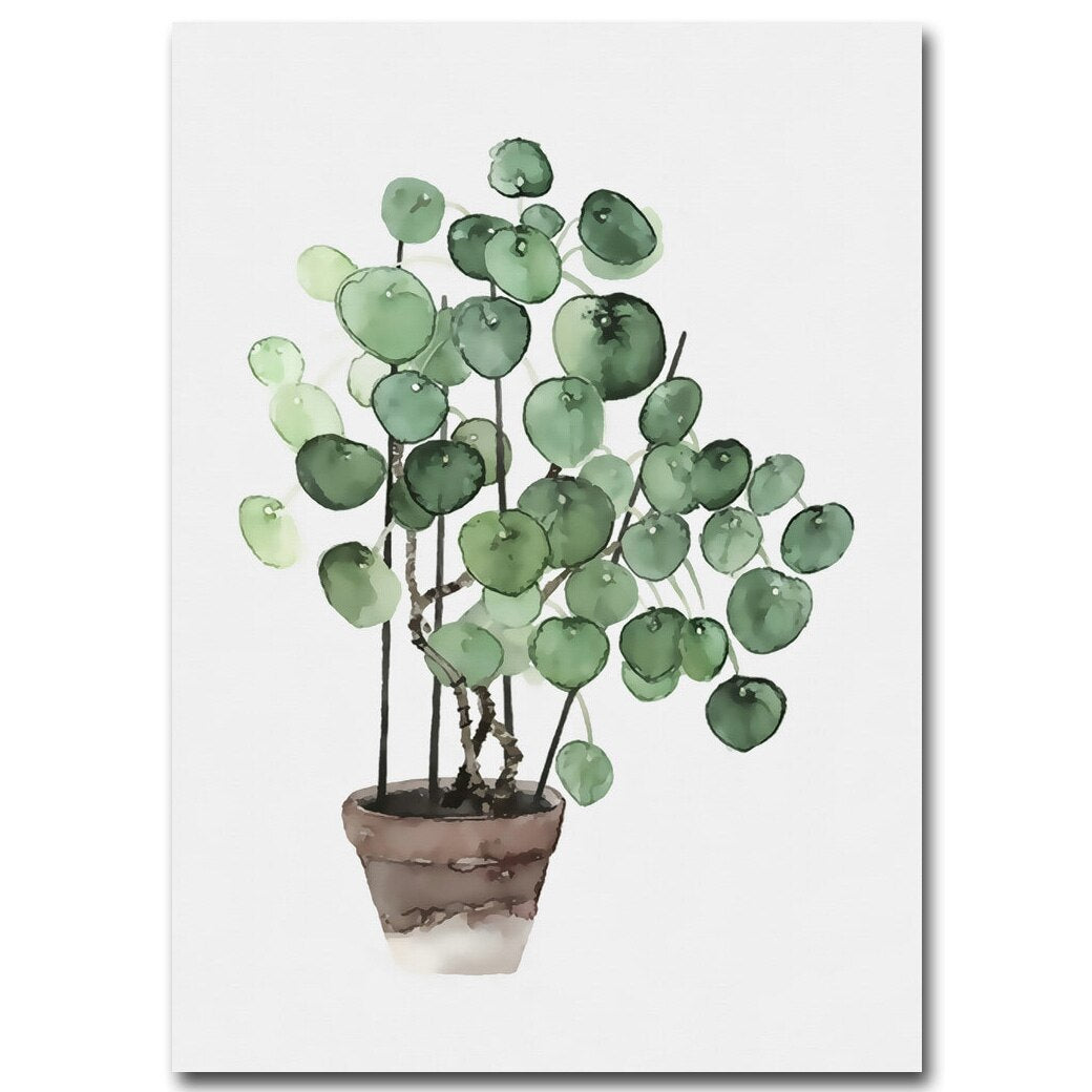 Watercolor Plant Leaves Poster Wall Art - Little Eudora