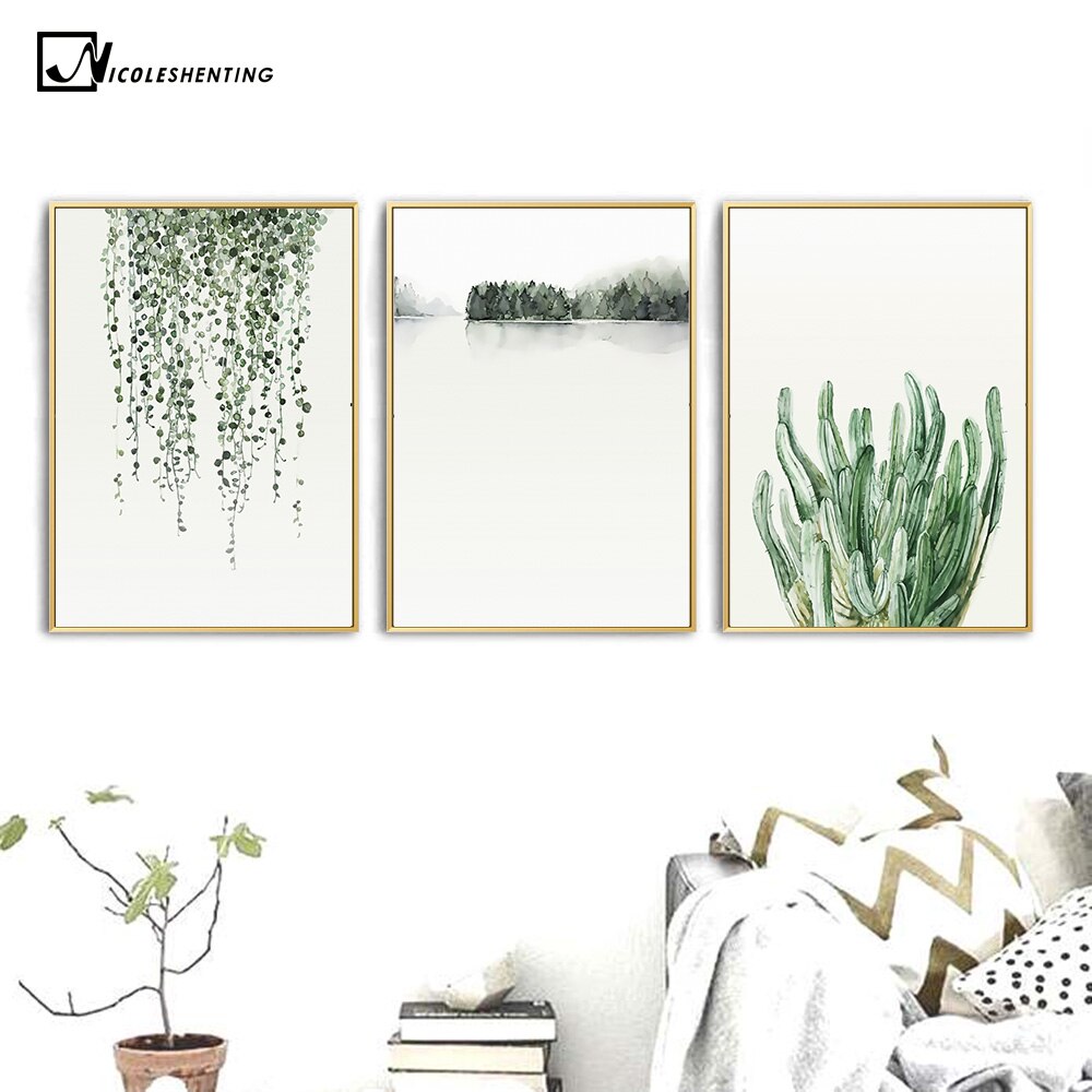 Watercolor Plant Leaves Poster Wall Art - Little Eudora