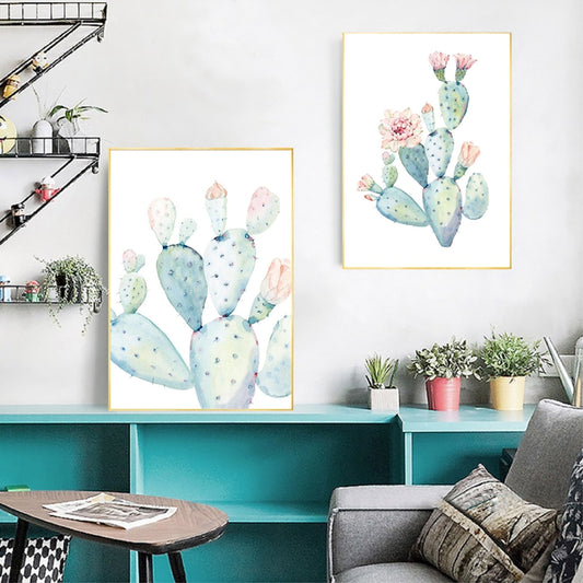 Pastel Watercolor Cactus Wall Art - Little Eudora