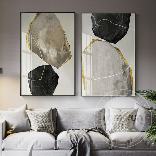 Abstract Yellow And Black Blocks Wall Art - Little Eudora