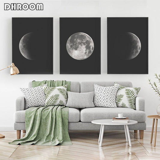 Black and White Moon Wall Art - Little Eudora