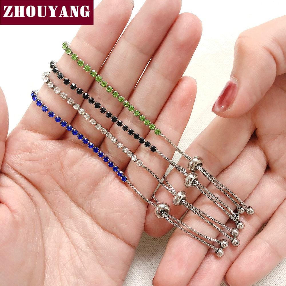ZHOUYANG Bracelet For Women Luxury Style 4 Color 4 Claws Mosaic Cubic Zirconia Silver Color Fashion Jewelry Gift H095