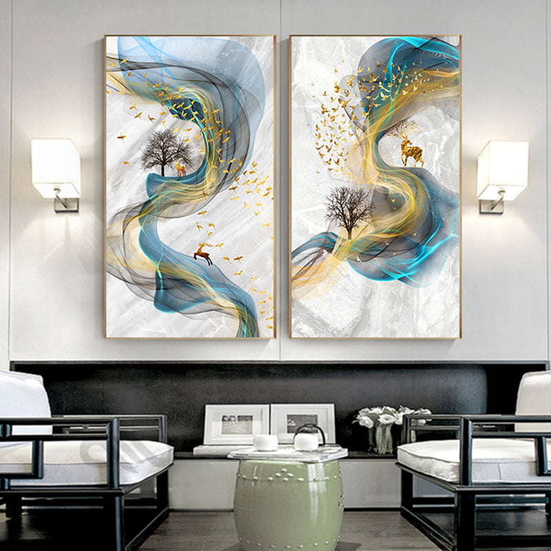 Abstract Golden Deer Wall Art - Little Eudora