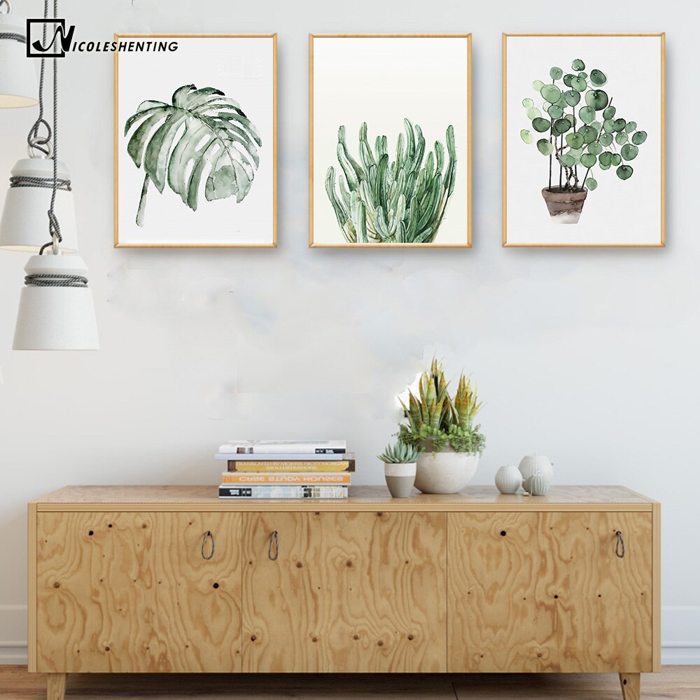 Watercolor Plant Leaves Poster Wall Art - Little Eudora