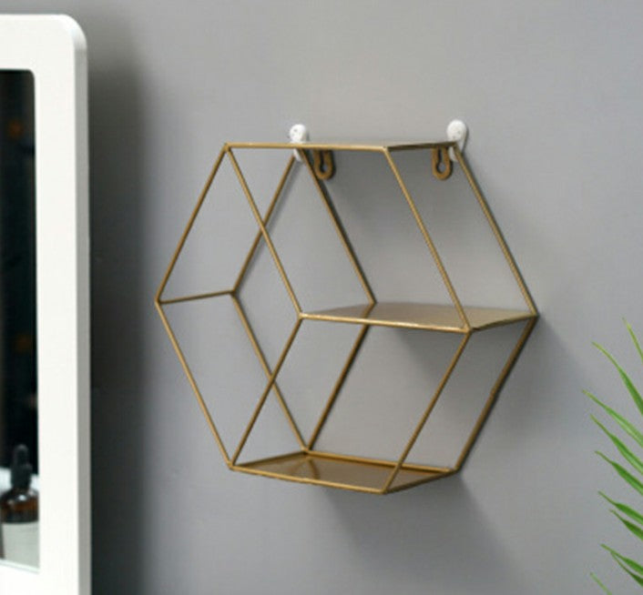 Nordic Style Metal Decorative Shelf round Hexagon - Little Eudora
