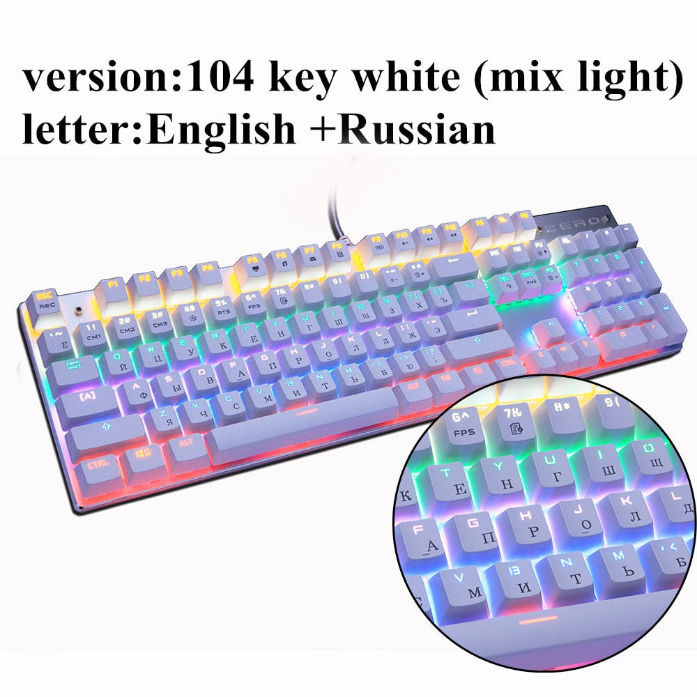 Mechanical PC Keyboard with Custom Backlight for Gaming, Work or Study
