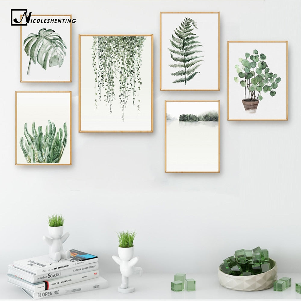 Watercolor Plant Leaves Poster Wall Art - Little Eudora