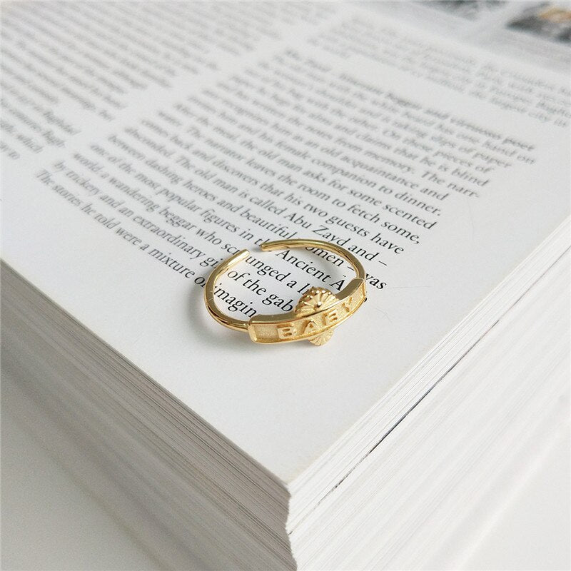 INZATT Real 925 Sterling Silver Resizable Ring Moon Star Shield Baby Initial Letter For Fashion Women Boho fine  Jewelry