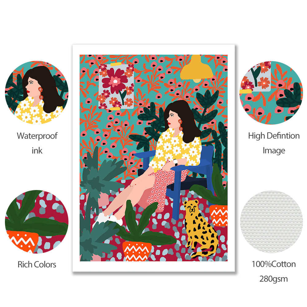 Girl Waiting Floral Abstract Wall Art - Little Eudora