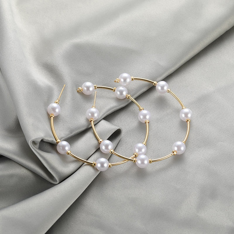 DoreenBeads Fashion Hoop Earrings For Women Based Alloy & Stainless Steel Ear Post Earrings Gold Circle Ring Gift 3cm Dia, 1Pair