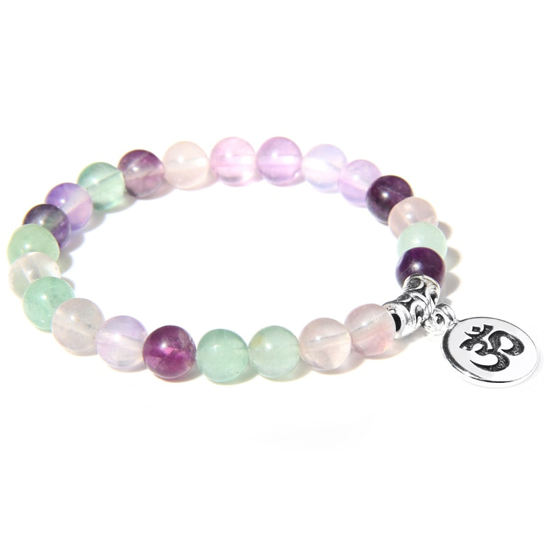 Handmade Natural Stone Lotus Ohm Buddha Beads Bracelet Pink Zebra Stone Lotus Charm Bracelet for Women Men Yoga  Jewelry Gifts