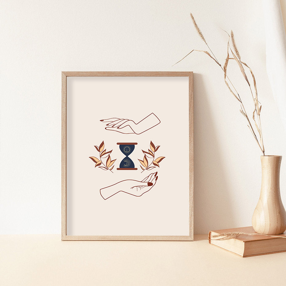 Abstract Mystic Hand Sun Moon Wall Art - Little Eudora