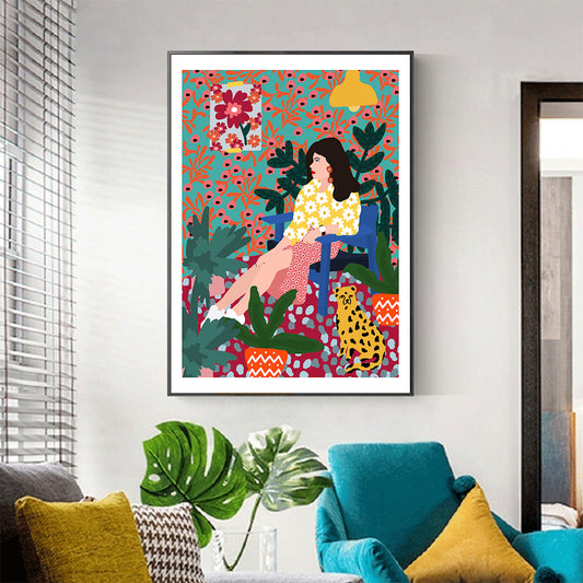 Girl Waiting Floral Abstract Wall Art - Little Eudora