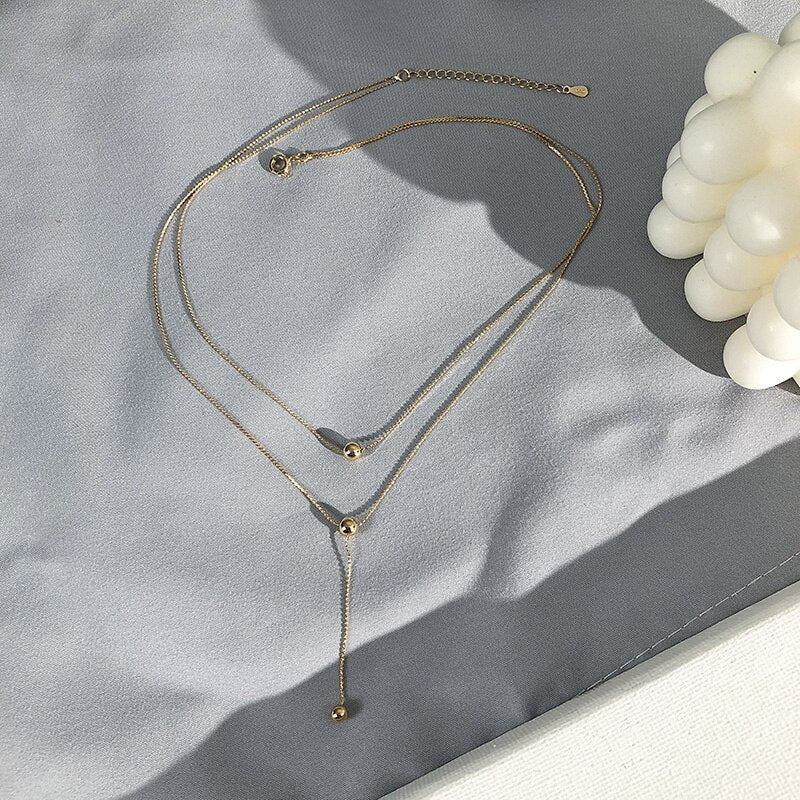 Kpop Fashion Gold color Choker Necklace Women Cute Girl Double Layer Chain statement Necklace for Women Jewelry Wholesale 2020