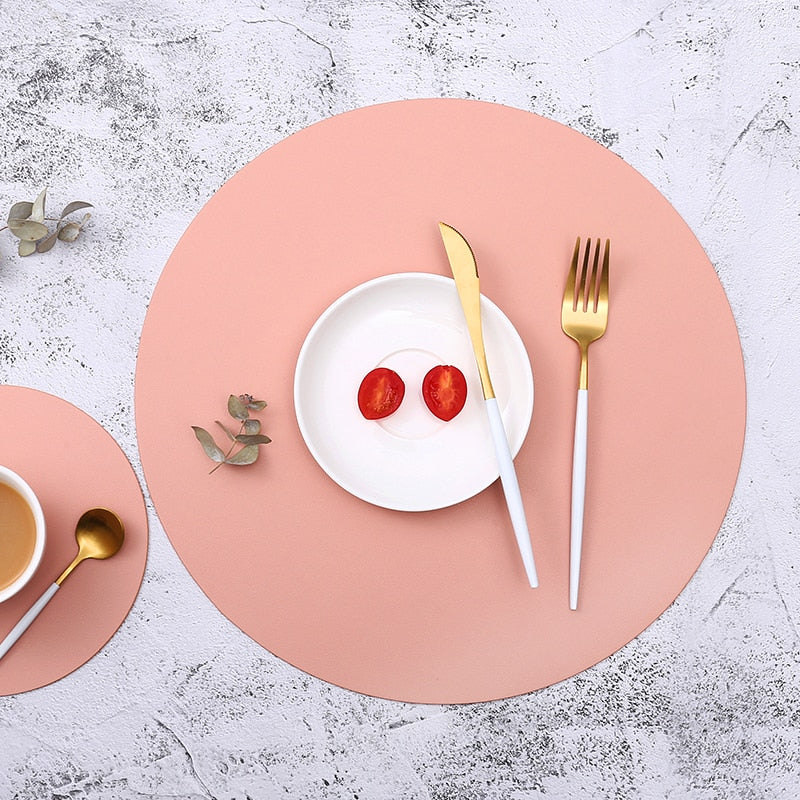 Insulation Oilproof Leather Placemat Western Food Mat Dining Tableware Table Mat Pads Bowl Cup Coaster Kitchen Accessorie