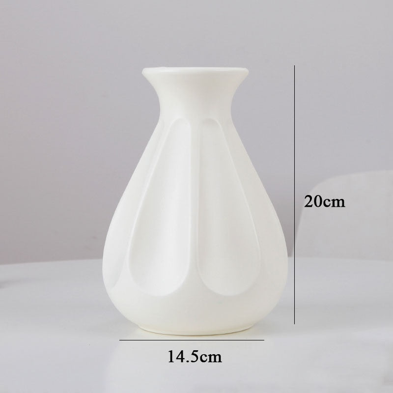 Plastic Flower Vase Decoration Home White Vases Imitation Ceramic Vase Flower Pot Decoration Nordic Style Flower Basket