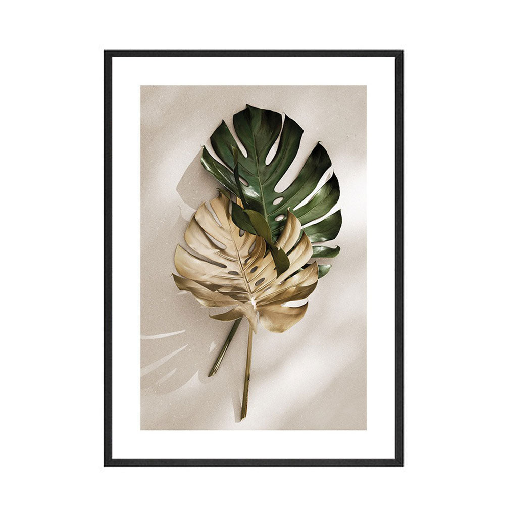 Green and Golden Leaves Scandinavian Wall Art - Little Eudora