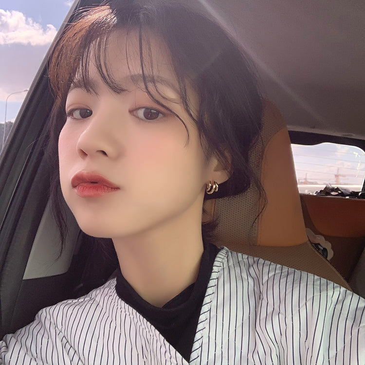 2020 Ins Hot Sale Metal Hoops Women's Earrings Retro Simple Compact Style Gold Silver Color Korean Fashion Women Jewelry