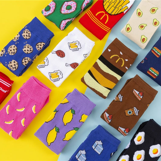 Cartoon Fruit Banana Avocado Lemon Egg Cookie Socks - Little Eudora