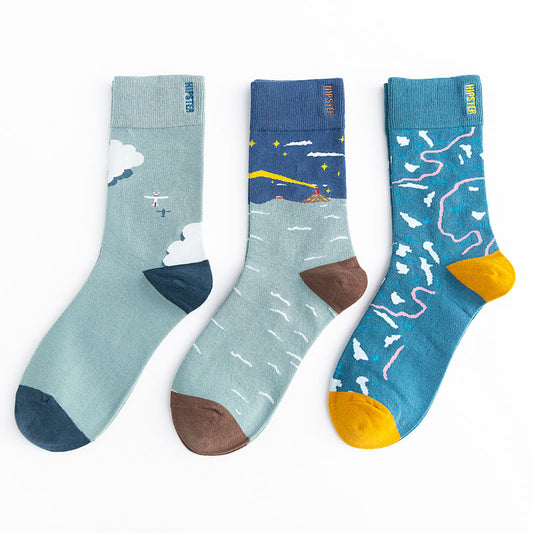 Unisex Harajuku Colorful Full Socks -1 Pair - Little Eudora