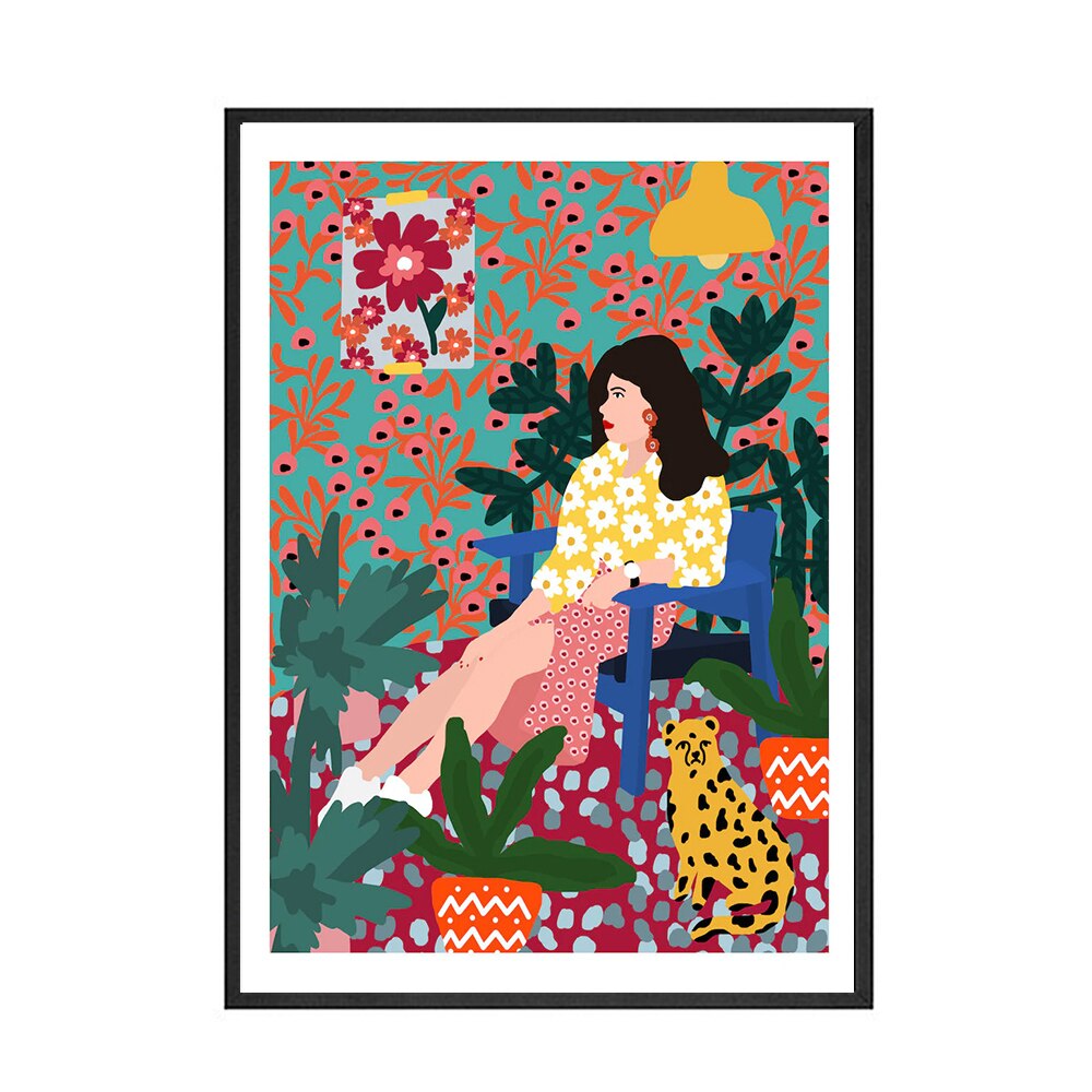 Girl Waiting Floral Abstract Wall Art - Little Eudora