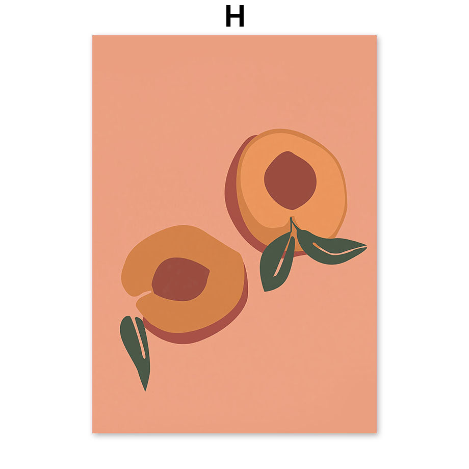 Abstract Minimalism Girl pineapple Peach Wall Art - Little Eudora