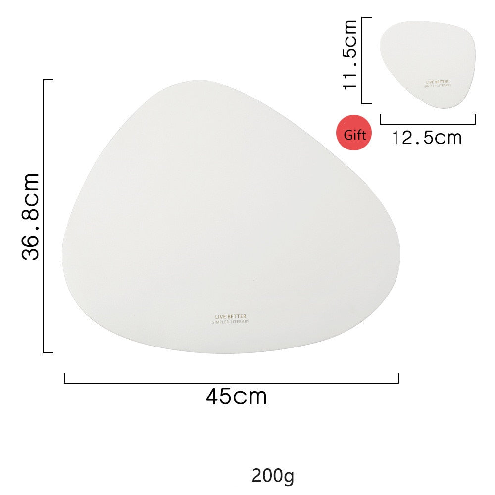 Tableware Pad Placemat Table Mat  PU Leather Heat Insulation Non-Slip Simple Placemats Disc Coaster Placemat for Dining Table