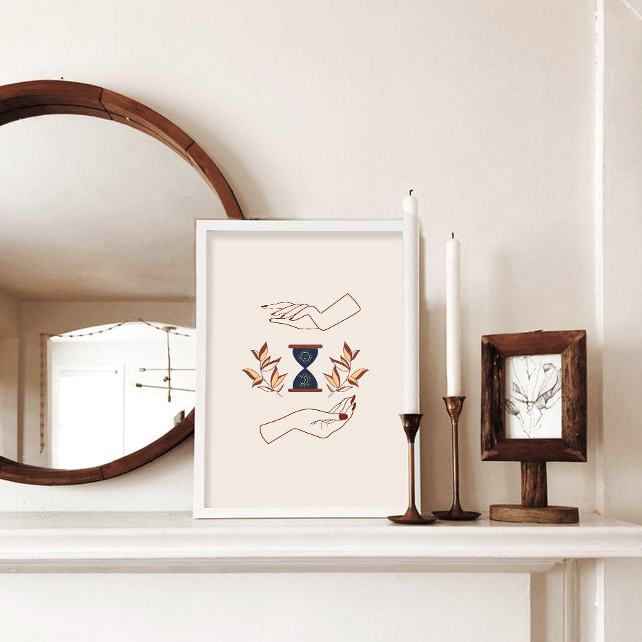 Abstract Mystic Hand Sun Moon Wall Art - Little Eudora
