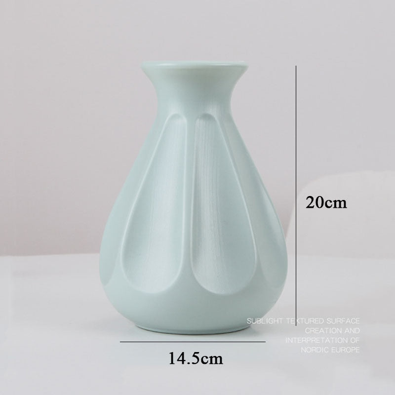 Plastic Flower Vase Decoration Home White Vases Imitation Ceramic Vase Flower Pot Decoration Nordic Style Flower Basket