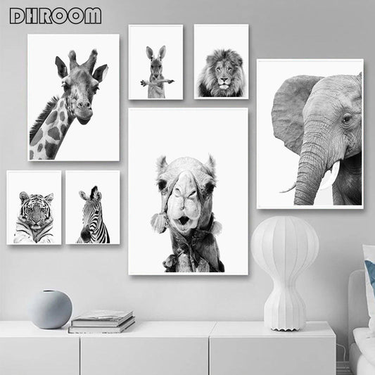Animals Print Lion Zebra Elephant Wall Art - Little Eudora
