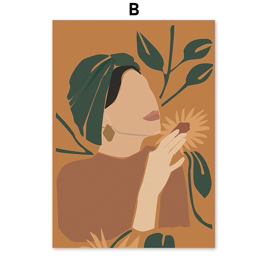 Abstract Minimalism Girl pineapple Peach Wall Art - Little Eudora