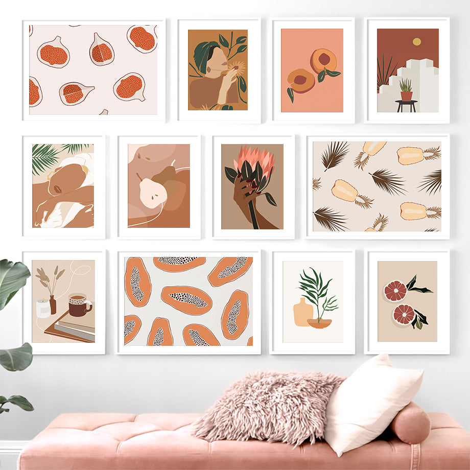 Abstract Minimalism Girl pineapple Peach Wall Art - Little Eudora